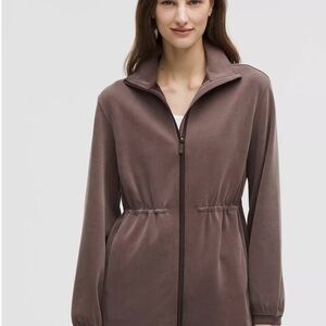 Brown Utility Jacket with High Collar and Relaxed Fit